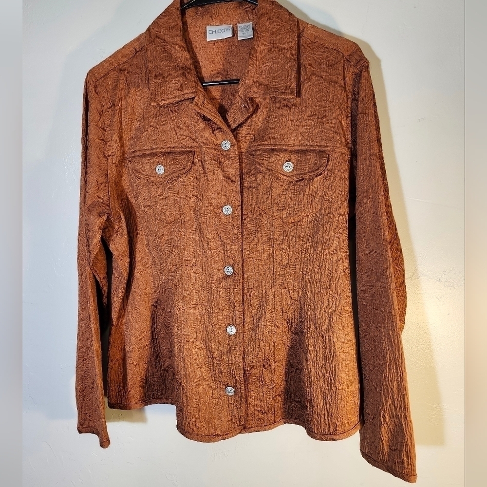 Chico's Jacquard copper jacket sz 2/L